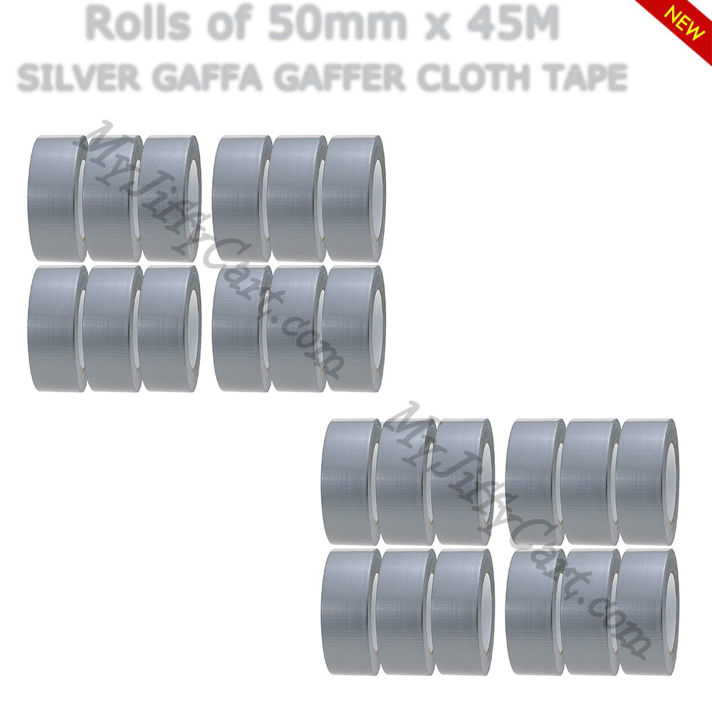 2" WIDE 50mm X 45M, SILVER GAFFER WATERPROOF STRONG ADHESIVE DUCT CLOTH TAPE