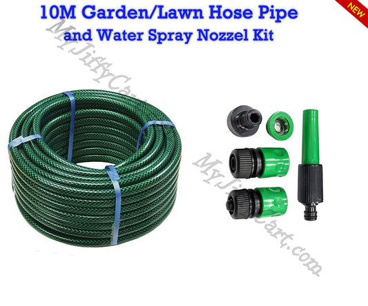 10M/15M/30M/50M/75M/100M GARDEN LAWN HOSEPIPE, REINFORCED, BRAIDED, WATERING HOSEPIPE WITH WATER SPRAY NOZZLE KIT
