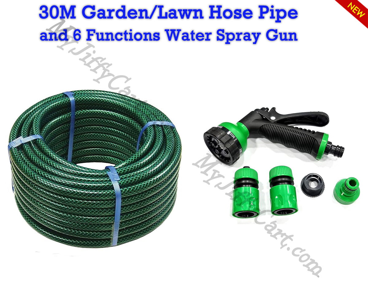 10M/15M/30M/50M/75M/100M GARDEN LAWN HOSEPIPE, REINFORCED, BRAIDED, WATERING HOSEPIPE WITH WATER SPRAY GUN