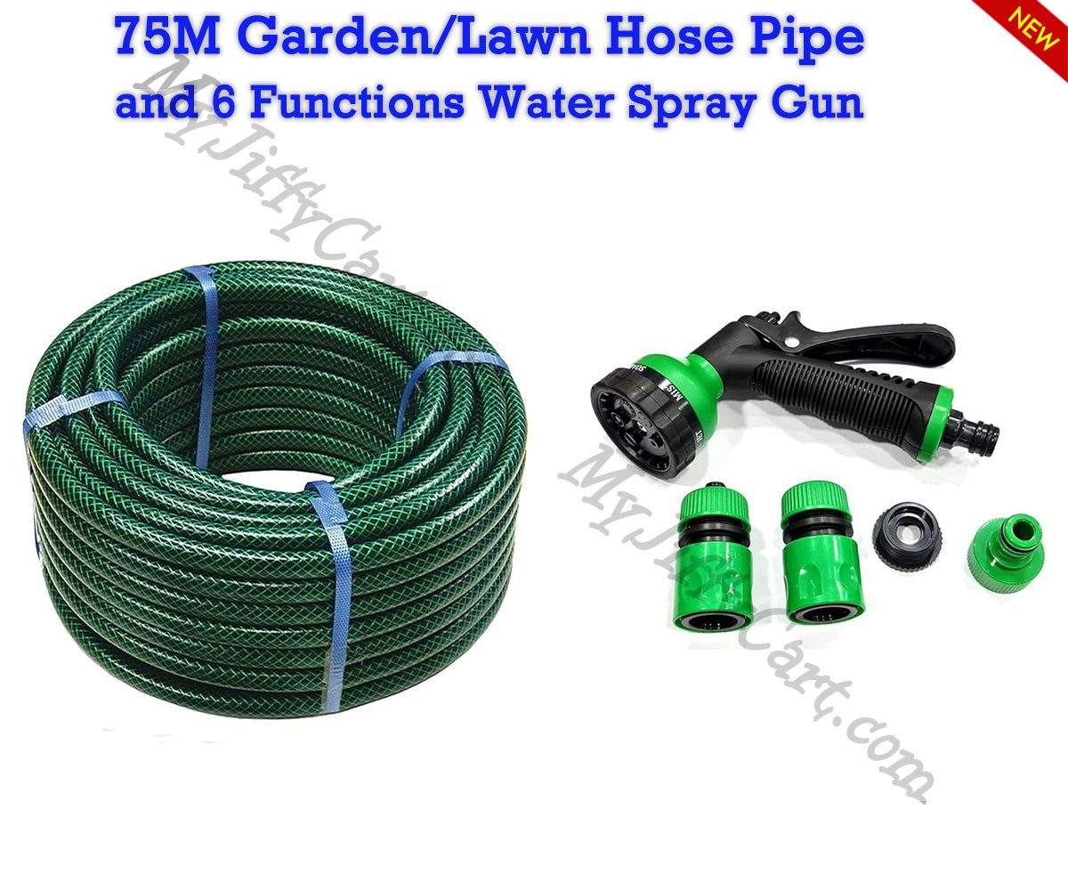 10M/15M/30M/50M/75M/100M GARDEN LAWN HOSEPIPE, REINFORCED, BRAIDED, WATERING HOSEPIPE WITH WATER SPRAY GUN