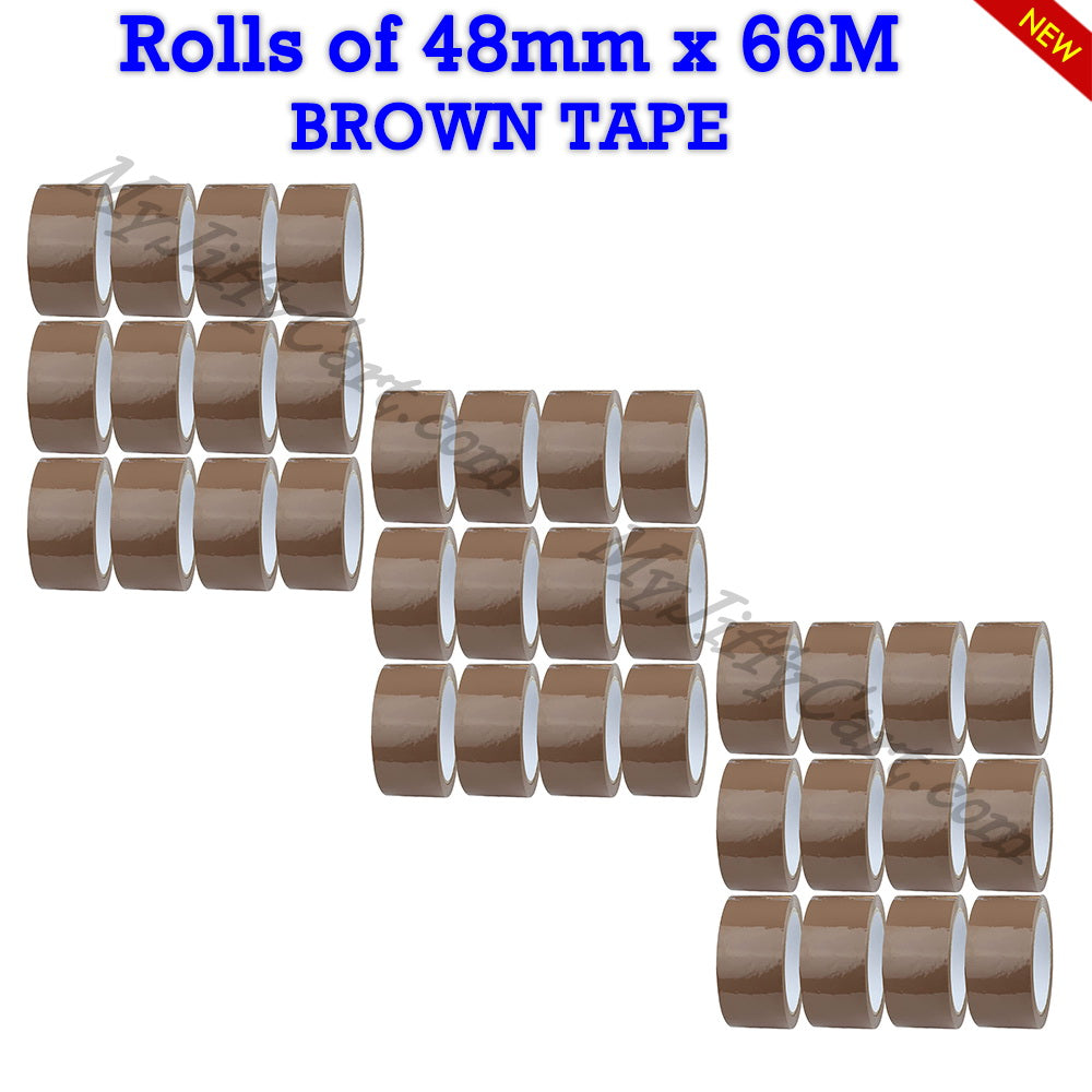ROLLS OF 48mm X 66M BROWN CARTON SEALING STRONG ADHESIVE PACKING TAPE
