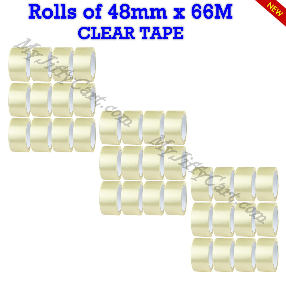 ROLLS OF 48mm X 66M CLEAR CARTON SEALING STRONG ADHESIVE PACKING TAPE