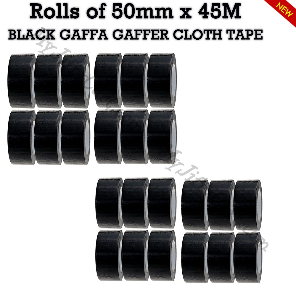 2" WIDE 50mm X 45M, BLACK GAFFER WATERPROOF STRONG ADHESIVE DUCT CLOTH TAPE